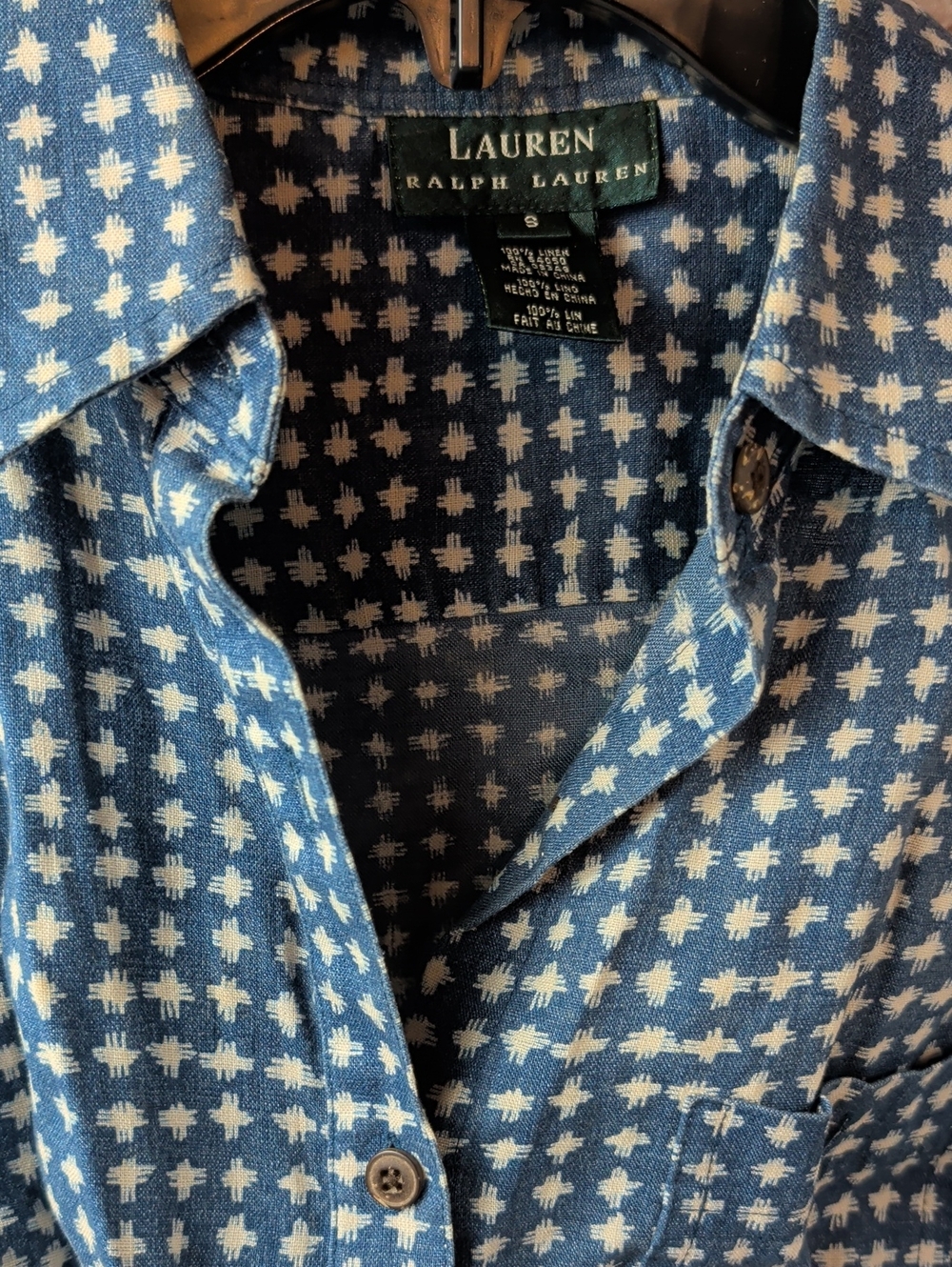 Lauren Ralph Lauren Blue Sleeveless Button-Front Tie-Hem Top Small Like New - Picture 3 of 6